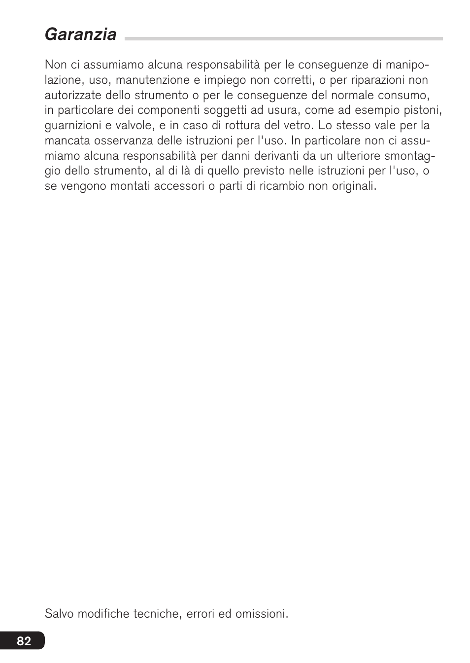 Garanzia | BrandTech Scientific macro User Manual | Page 82 / 84