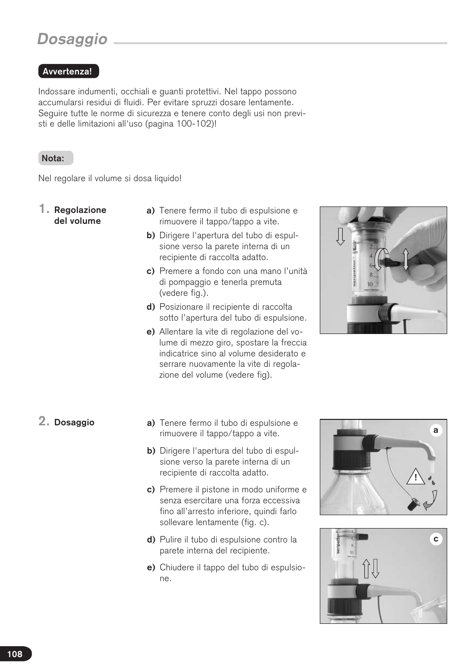 Dosaggio | BrandTech Scientific seripettor User Manual | Page 108 / 124