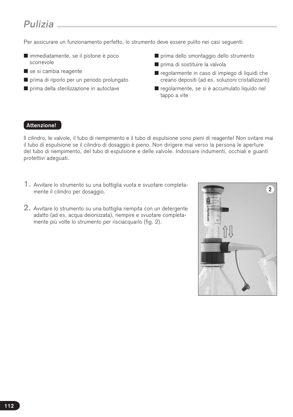 Pulizia | BrandTech Scientific seripettor User Manual | Page 112 / 124