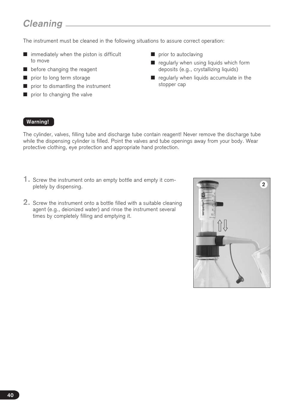 Cleaning | BrandTech Scientific seripettor User Manual | Page 40 / 124