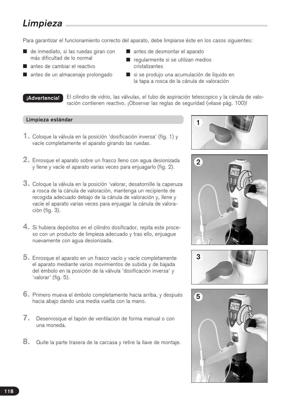 Limpieza | BrandTech Scientific Titrette User Manual | Page 118 / 164