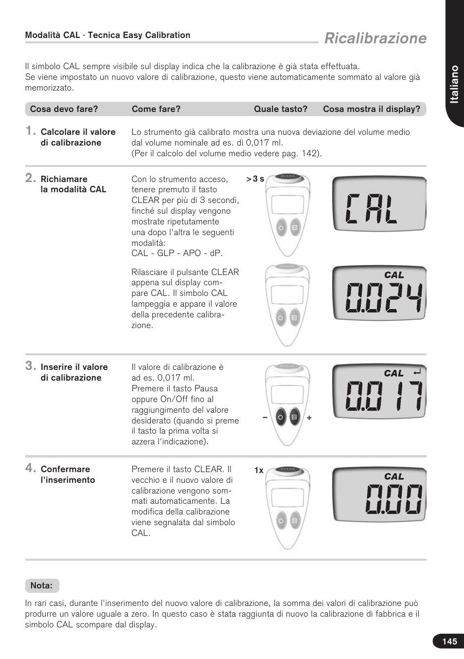 Ricalibrazione | BrandTech Scientific Titrette User Manual | Page 145 / 164