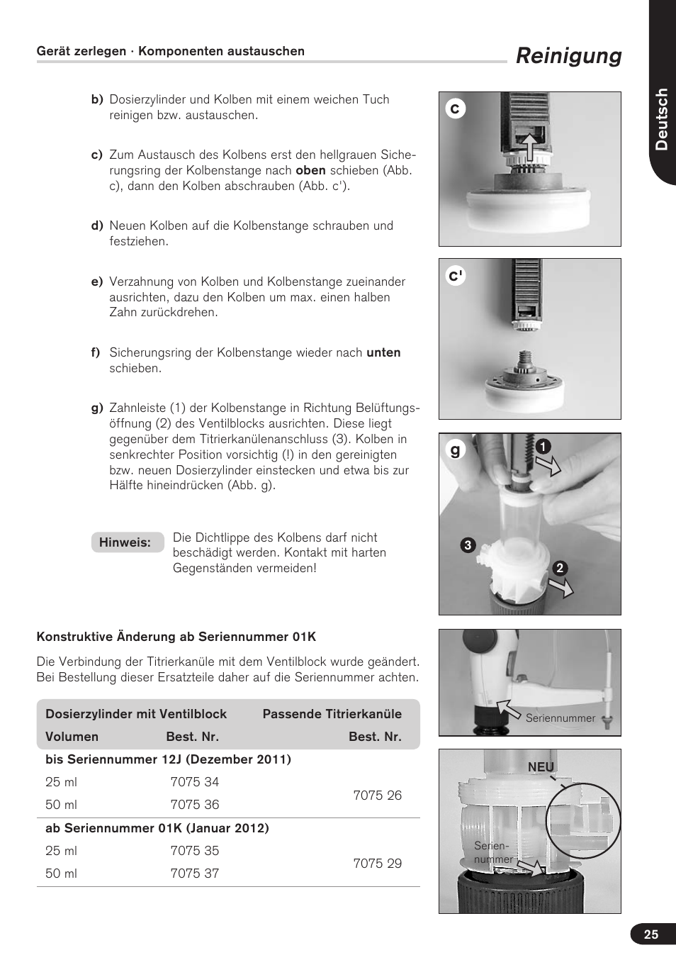 Reinigung, Gc' c | BrandTech Scientific Titrette User Manual | Page 25 / 164