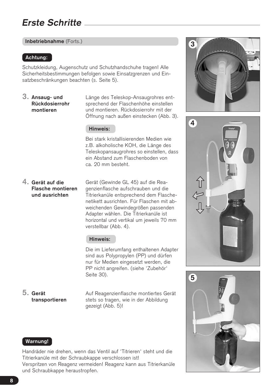 Erste schritte | BrandTech Scientific Titrette User Manual | Page 8 / 164