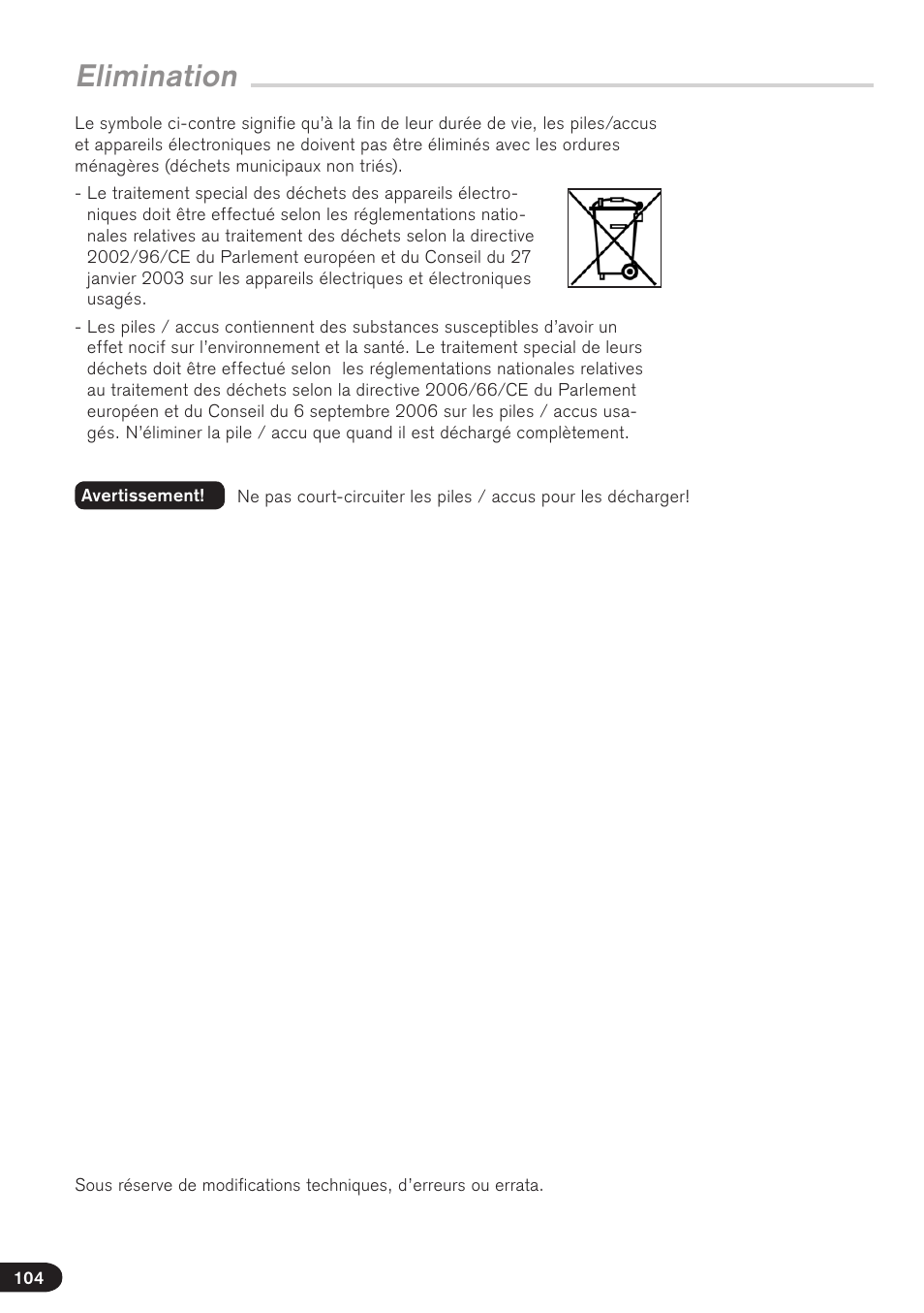 Elimination | BrandTech Scientific Transferpette electronic User Manual | Page 104 / 175