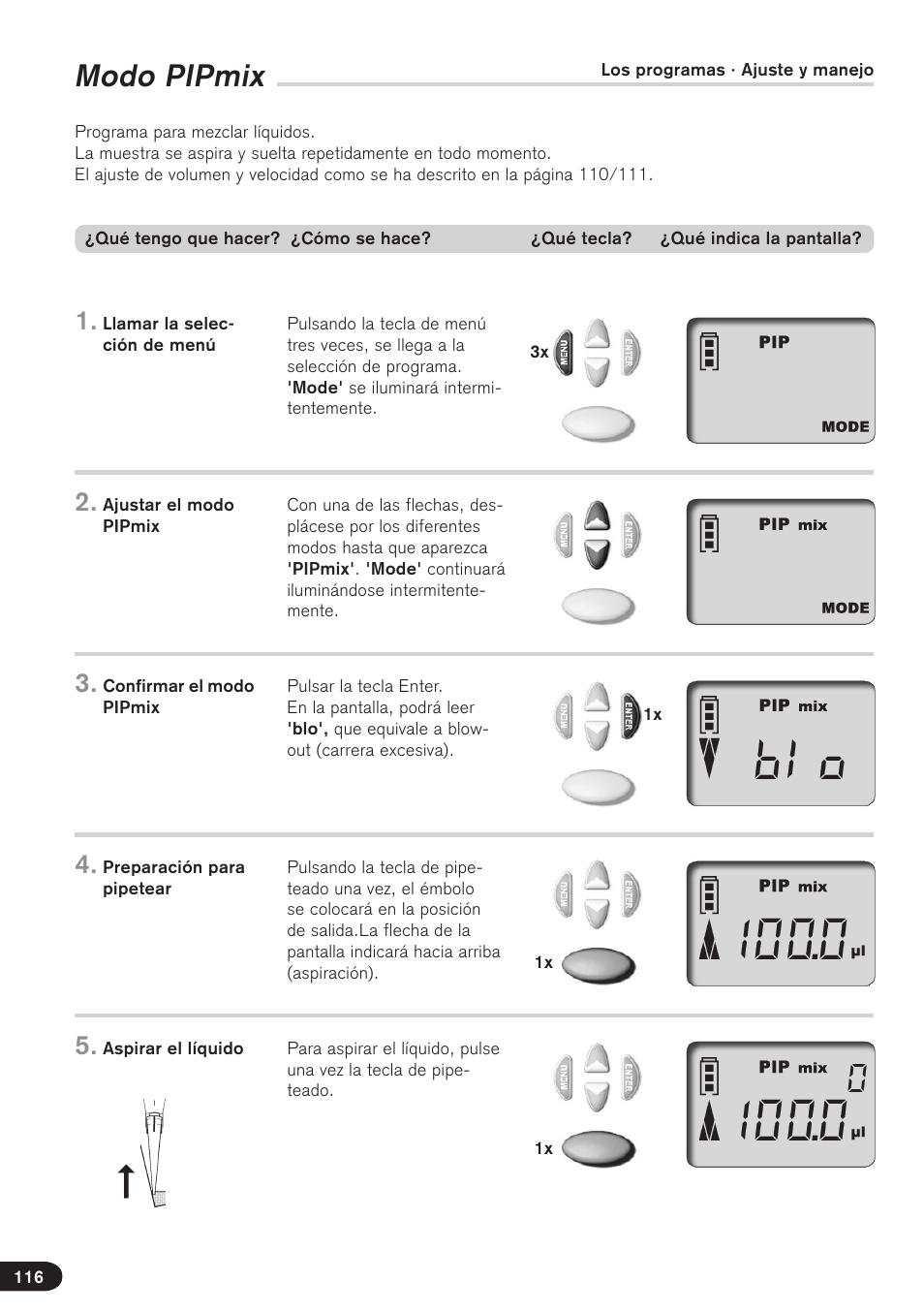 Modo pipmix | BrandTech Scientific Transferpette electronic User Manual | Page 116 / 175