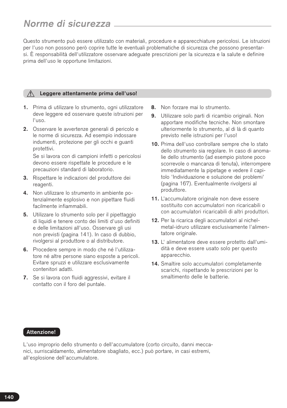 Norme di sicurezza | BrandTech Scientific Transferpette electronic User Manual | Page 140 / 175