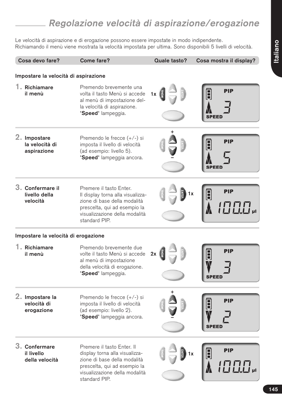 Regolazione velocità di aspirazione/erogazione | BrandTech Scientific Transferpette electronic User Manual | Page 145 / 175