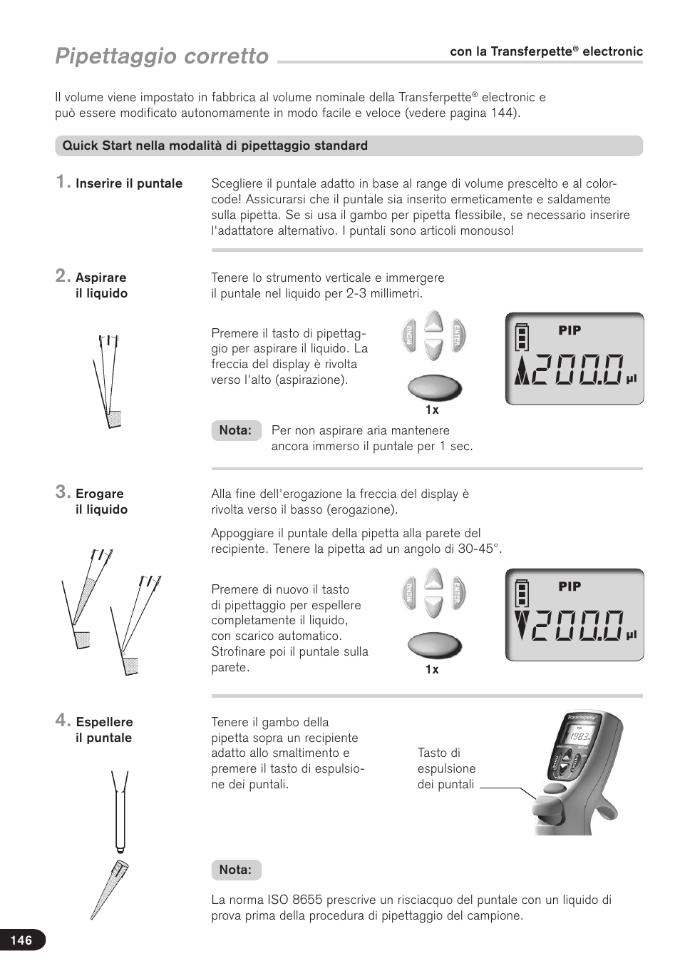 Pipettaggio corretto | BrandTech Scientific Transferpette electronic User Manual | Page 146 / 175