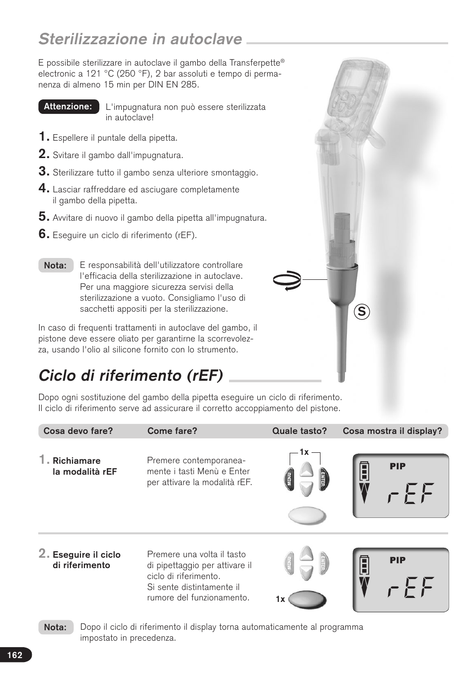 Sterilizzazione in autoclave, Ciclo di riferimento (ref) | BrandTech Scientific Transferpette electronic User Manual | Page 162 / 175