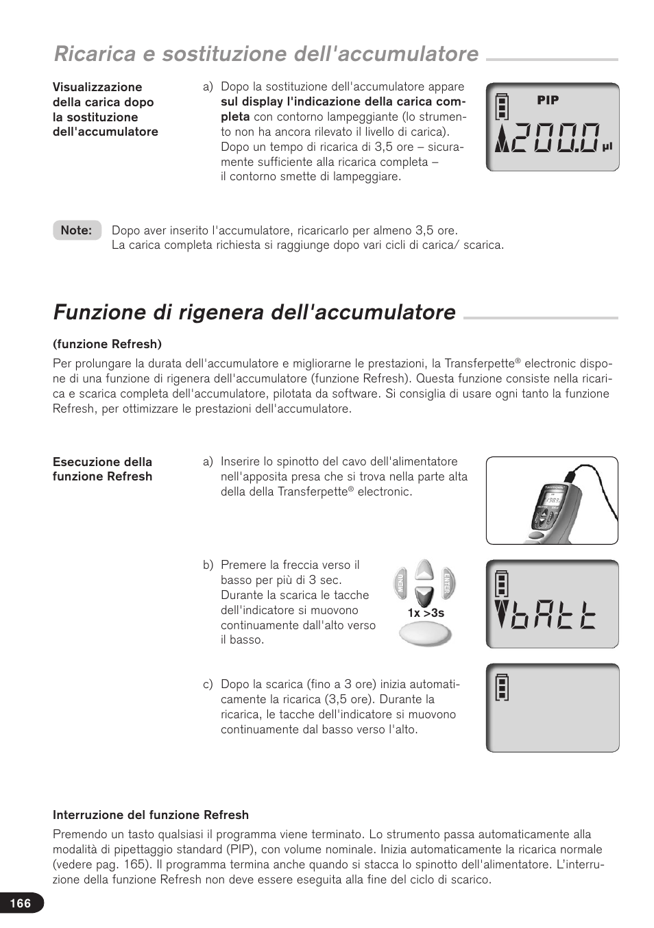 Ricarica e sostituzione dell'accumulatore, Funzione di rigenera dell'accumulatore | BrandTech Scientific Transferpette electronic User Manual | Page 166 / 175