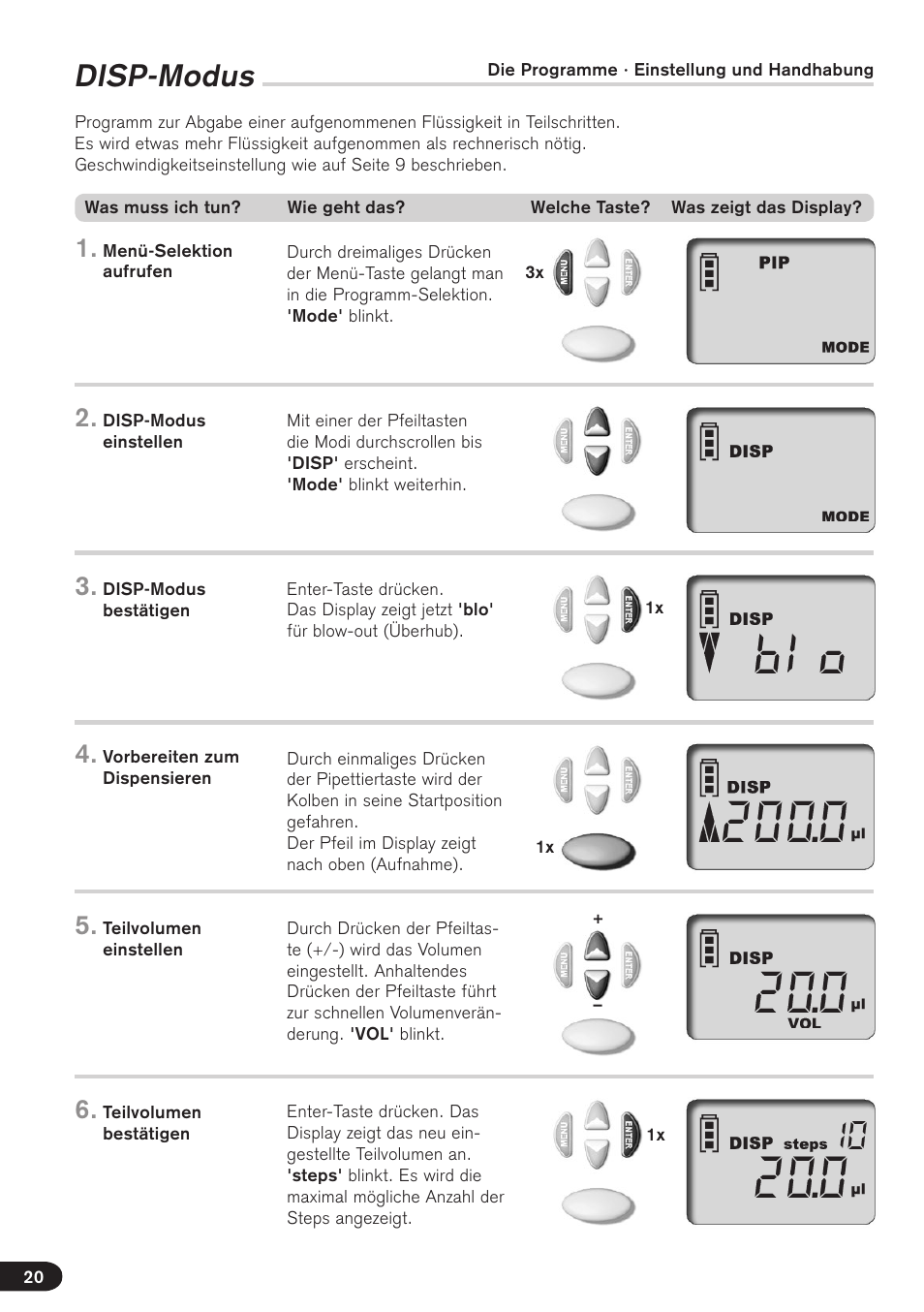 Disp-modus | BrandTech Scientific Transferpette electronic User Manual | Page 20 / 175