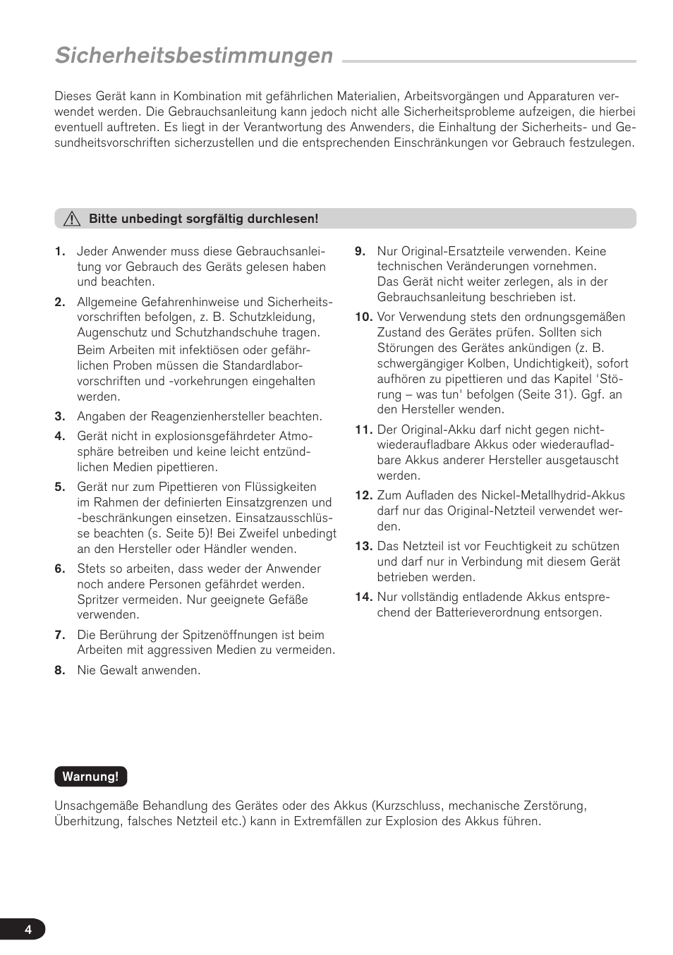 Sicherheitsbestimmungen | BrandTech Scientific Transferpette electronic User Manual | Page 4 / 175