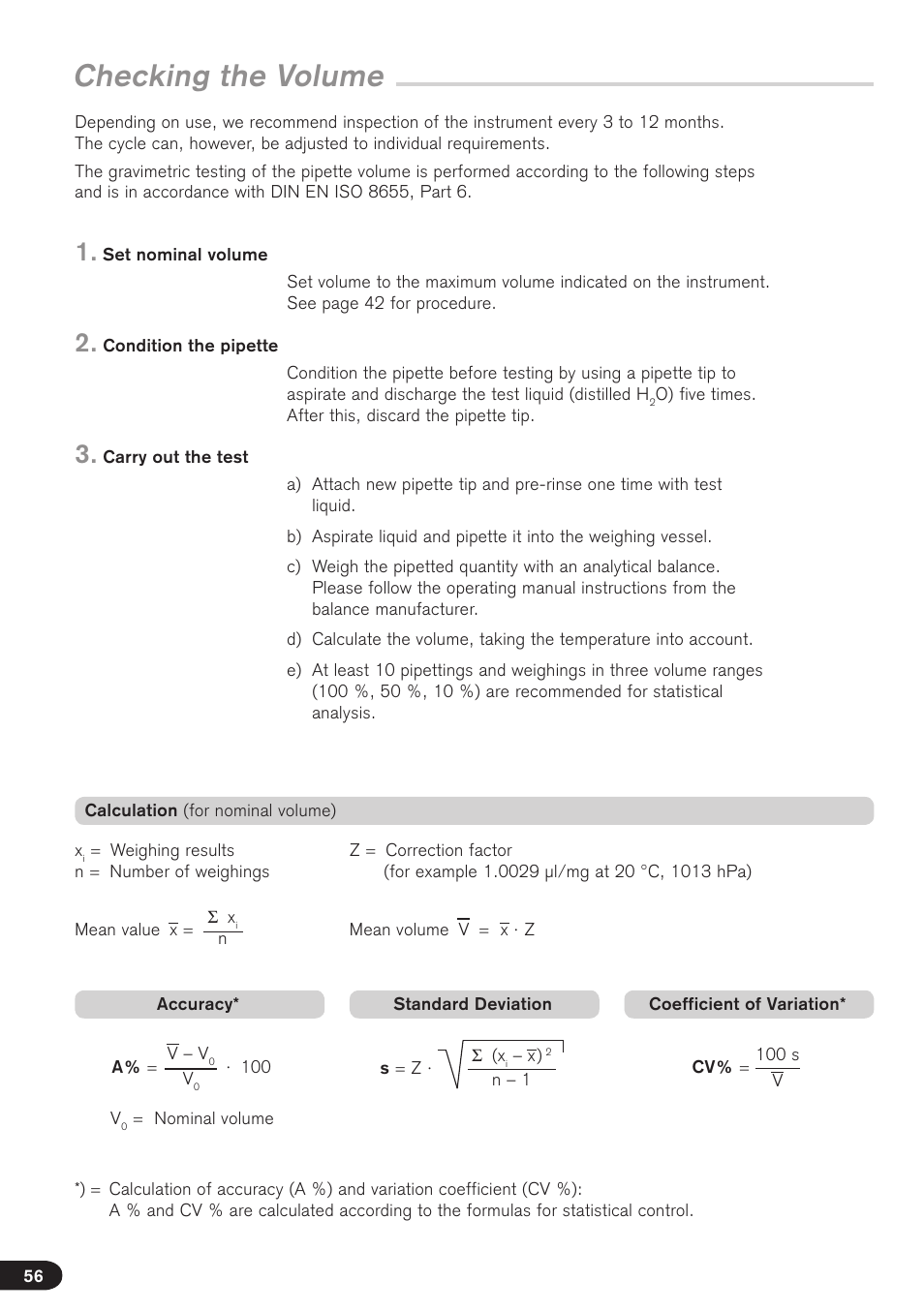 Checking the volume | BrandTech Scientific Transferpette electronic User Manual | Page 56 / 175