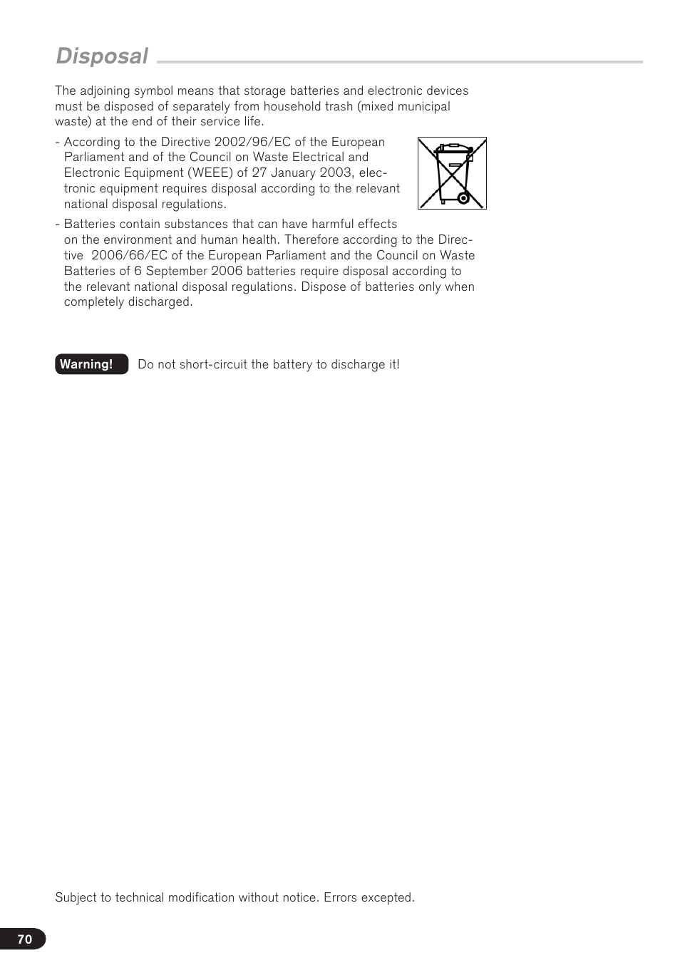 Disposal | BrandTech Scientific Transferpette electronic User Manual | Page 70 / 175