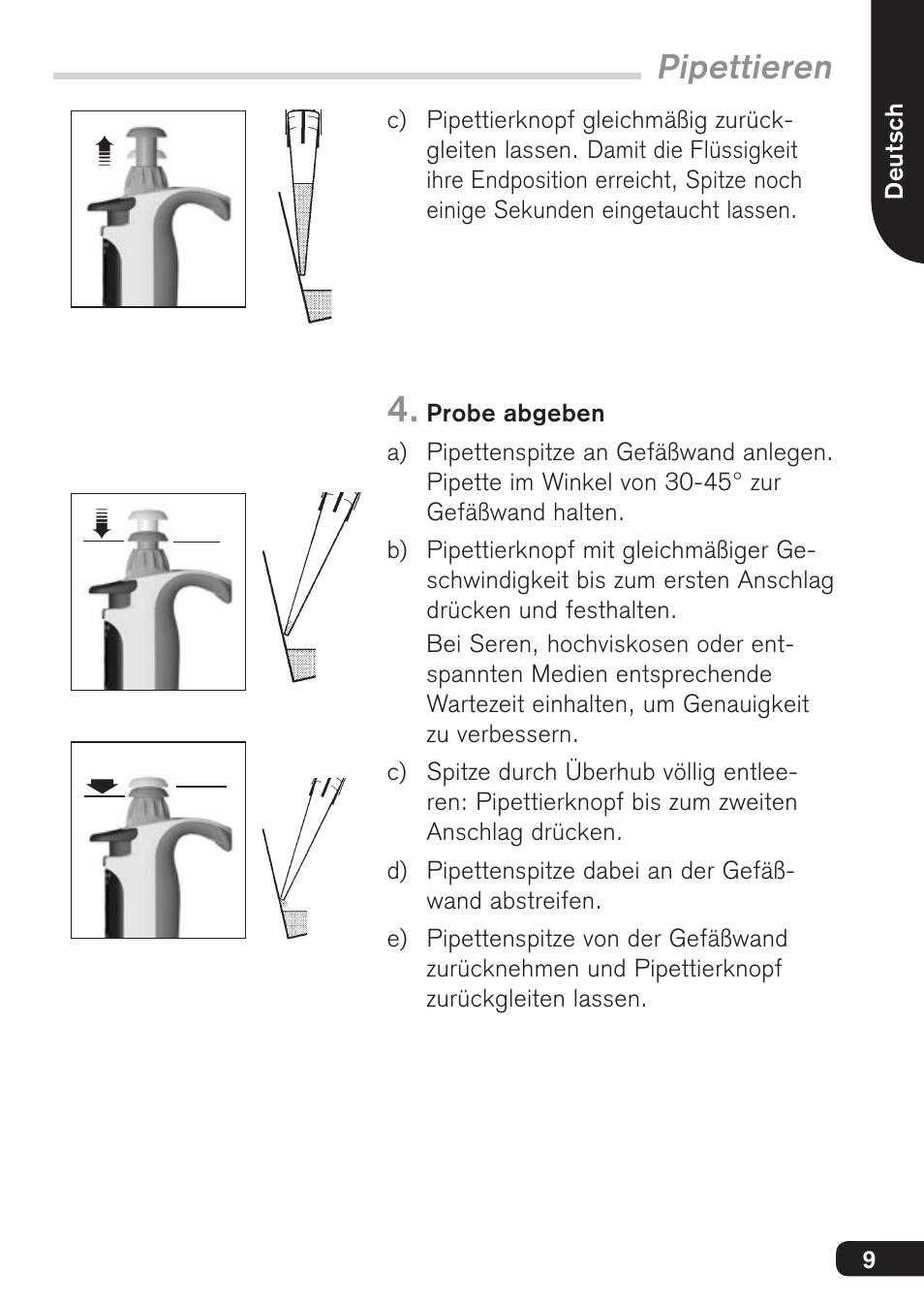 Pipettieren | BrandTech Scientific Transferpette S User Manual | Page 9 / 124