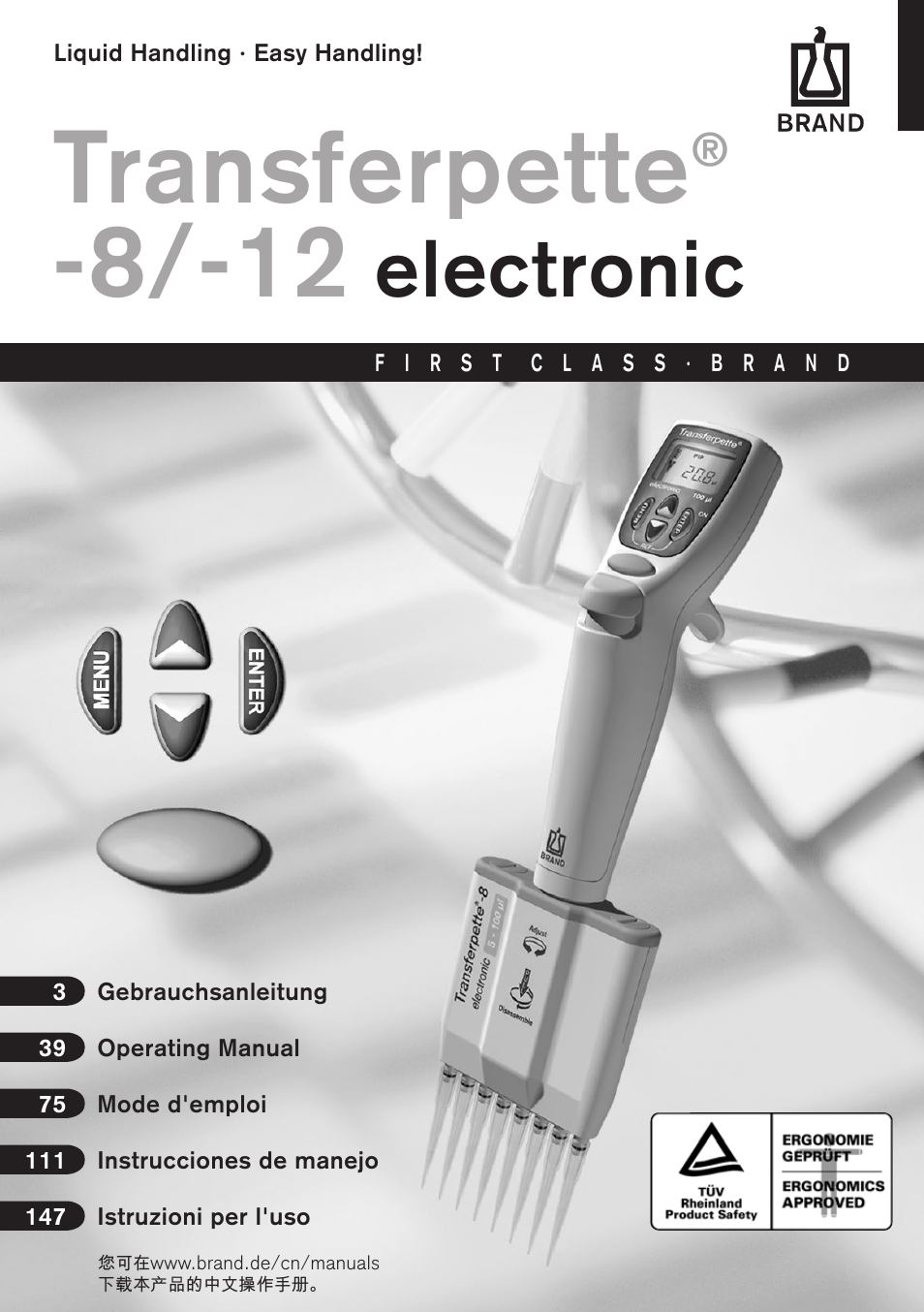 BrandTech Scientific Transferpette-8/-12 electronic User Manual | 184 pages