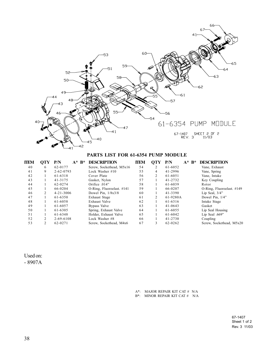 Used on: - 8907a | Chemglass AF-0349 Welch Vacuum Pump User Manual | Page 38 / 46