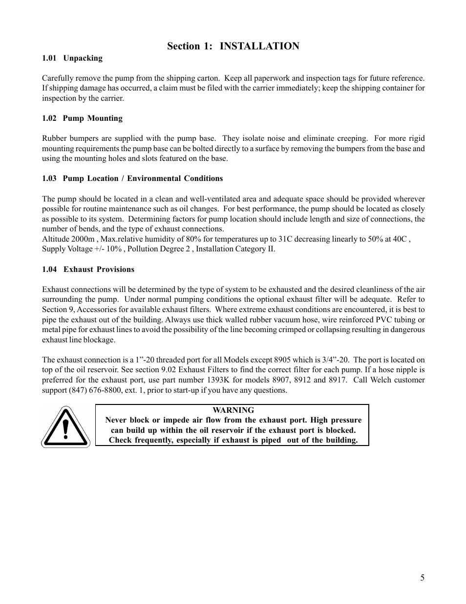 Chemglass AF-0349 Welch Vacuum Pump User Manual | Page 5 / 46