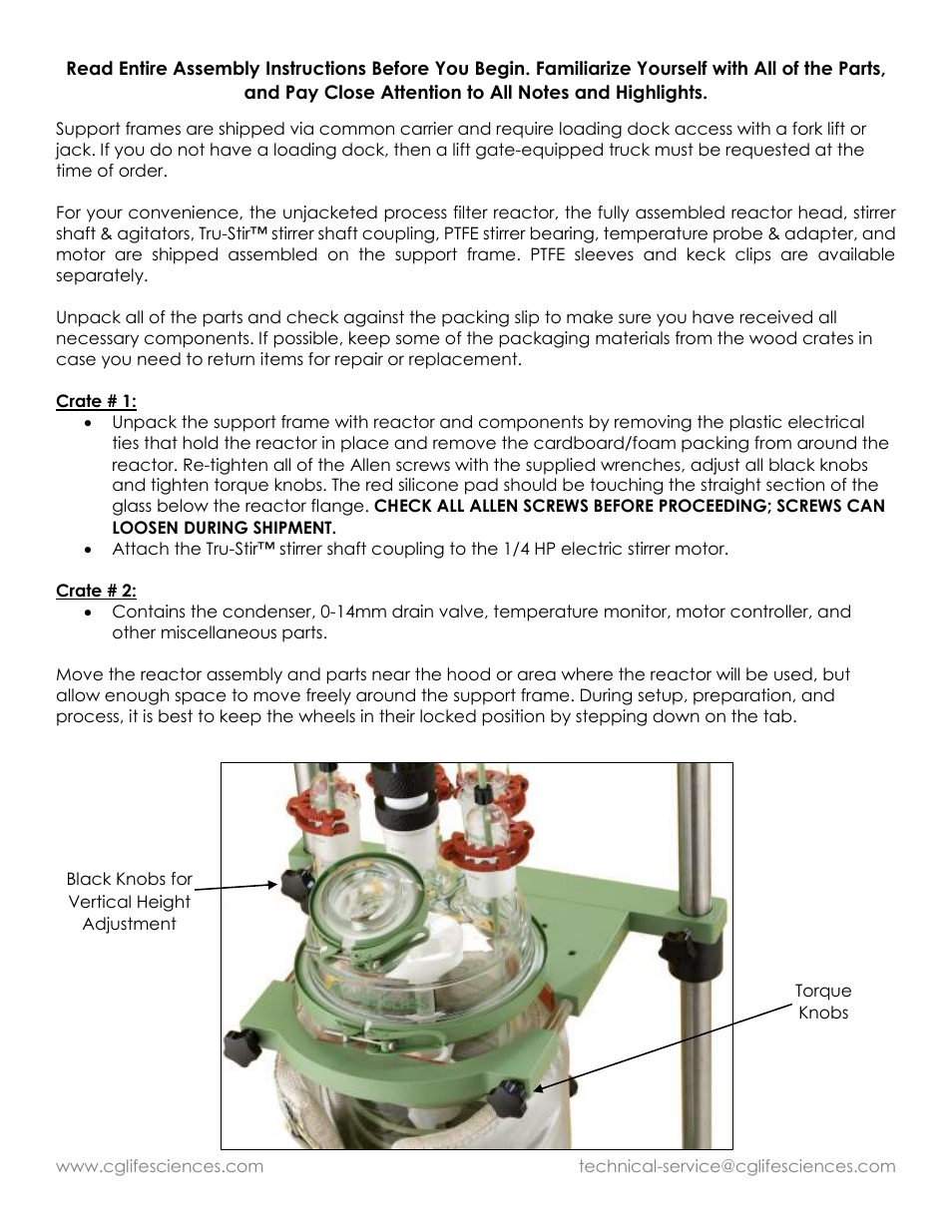 Chemglass UNJacketed Filter Reactors User Manual | Page 2 / 9