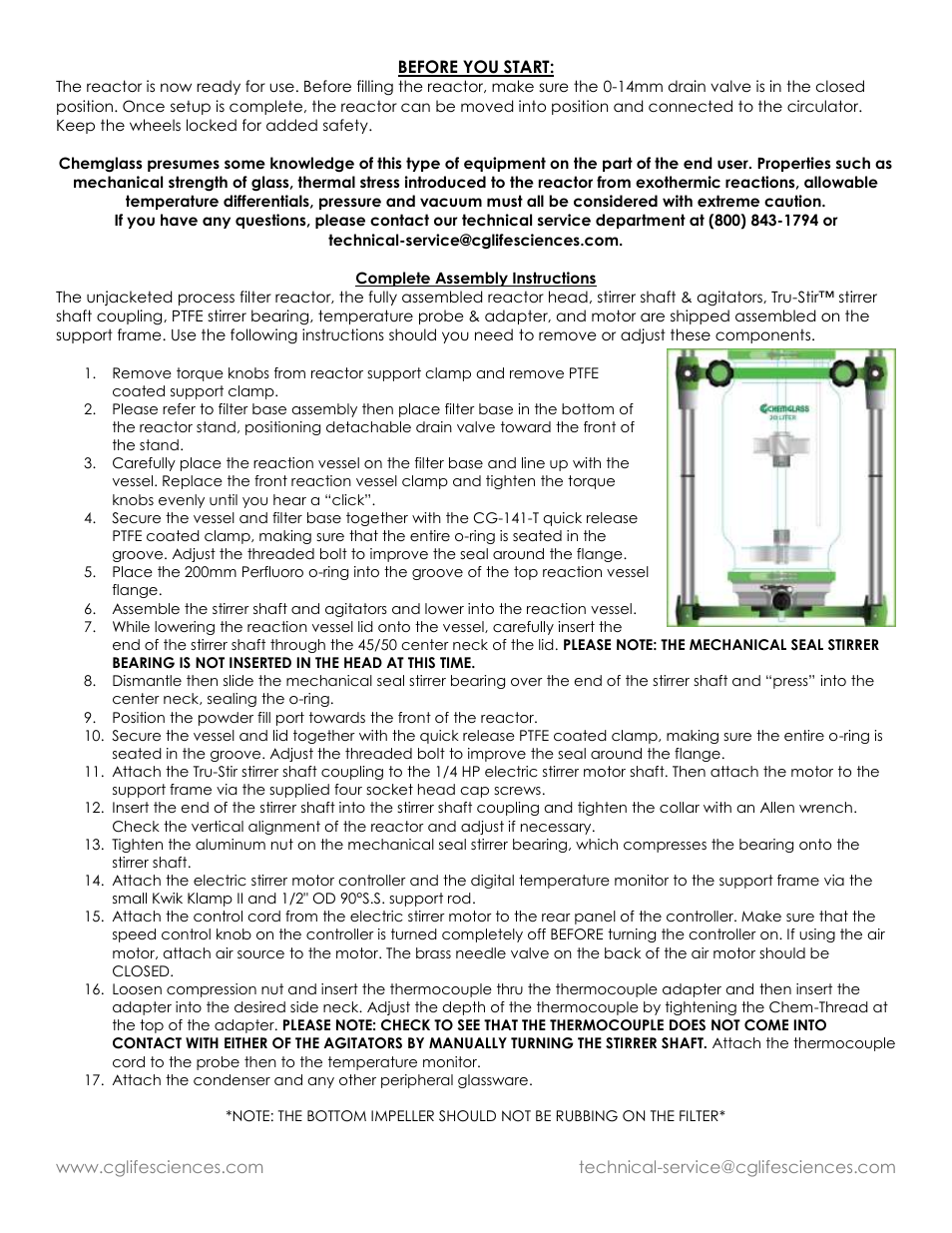 Chemglass UNJacketed Filter Reactors User Manual | Page 6 / 9
