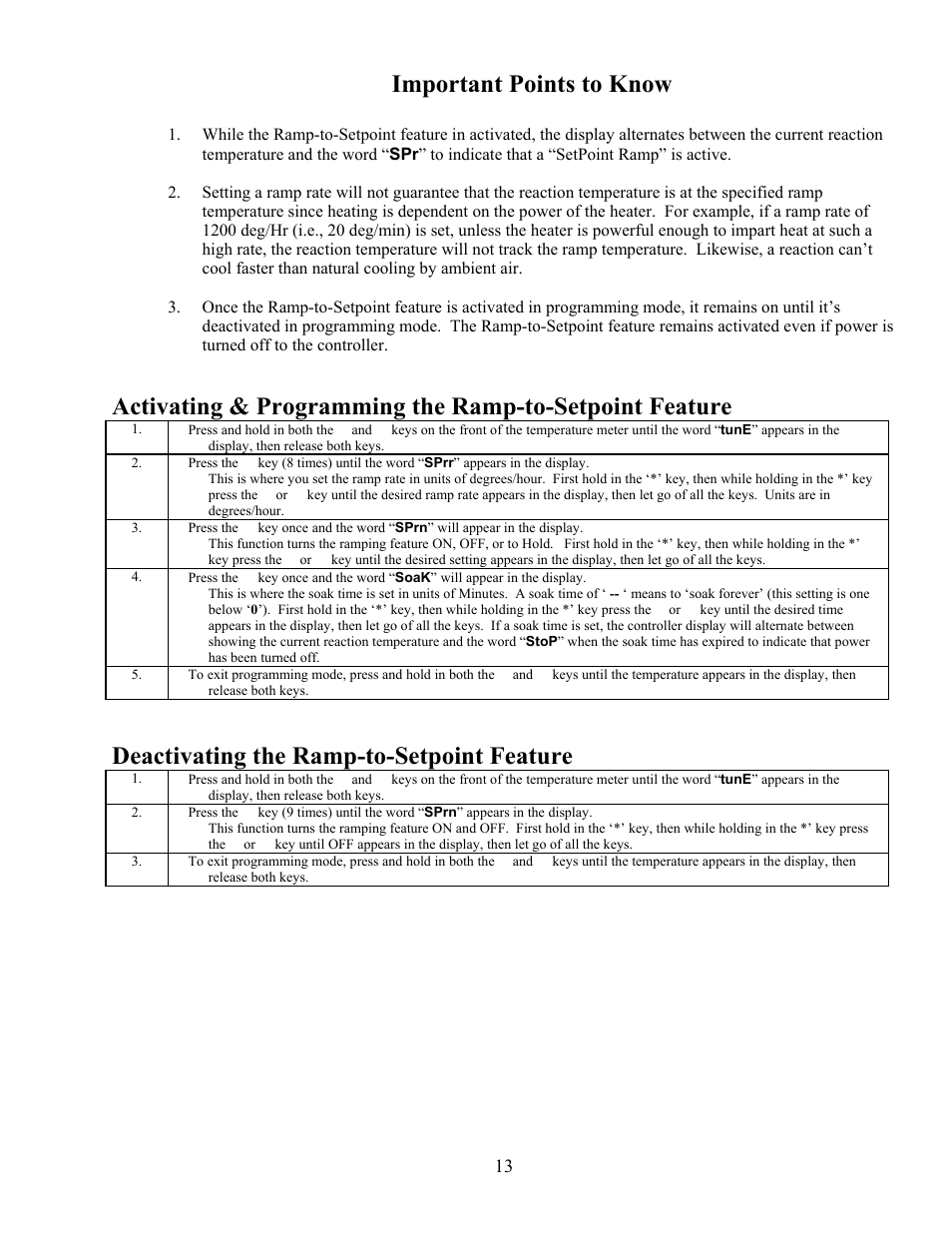 Important points to know, Deactivating the ramp-to-setpoint feature | Chemglass CG-1972-65 User Manual | Page 13 / 26