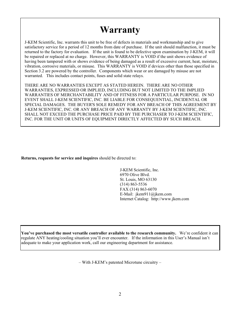 Warranty | Chemglass CG-1972-65 User Manual | Page 2 / 26