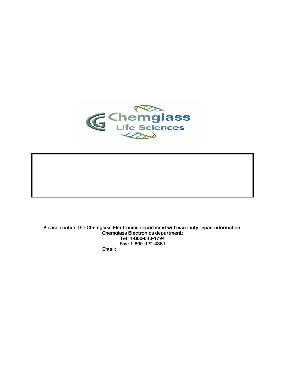 Warranty | Chemglass CLS-4100-06 User Manual | Page 5 / 5