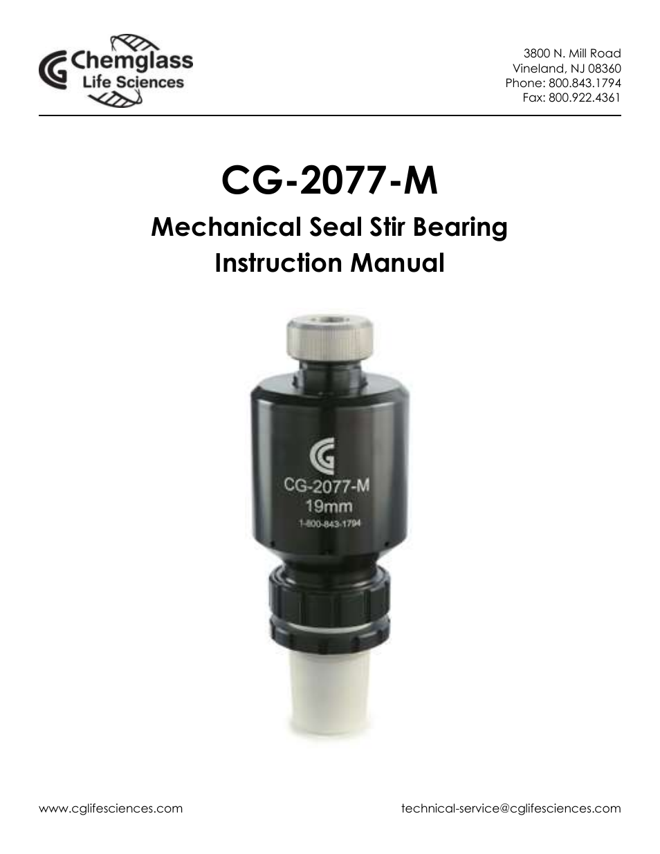 Chemglass CG-2077-M User Manual | 8 pages