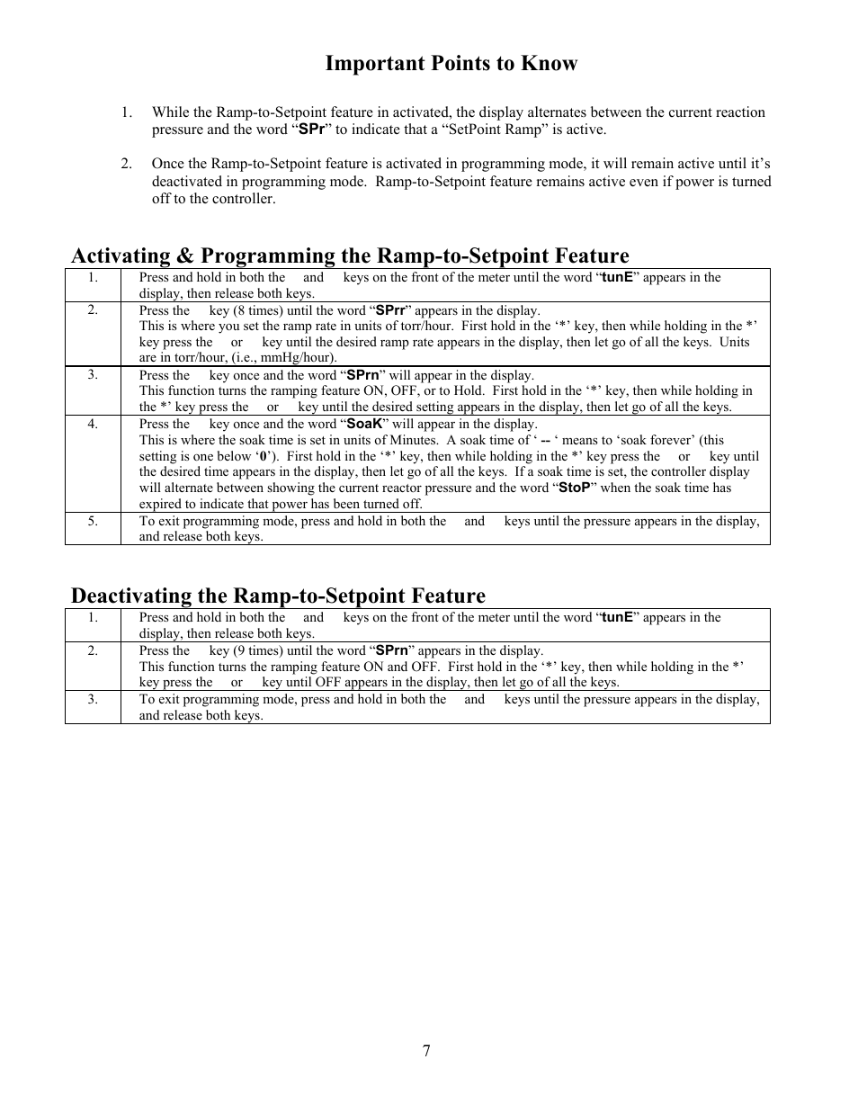 Important points to know, Deactivating the ramp-to-setpoint feature | Chemglass CG-4600-01 User Manual | Page 7 / 9