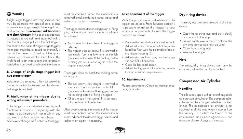 Dry firing device, Compressed air cylinder | Anschutz 9003 User Manual | Page 12 / 22