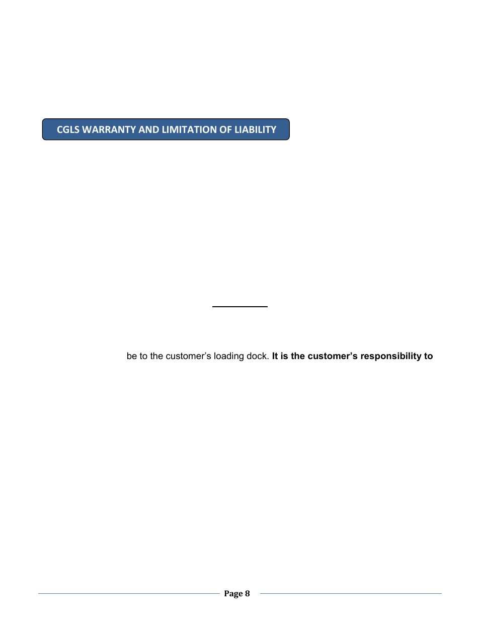 Cgls warranty and limitation of liability | Chemglass CLS-3855 User Manual | Page 8 / 8