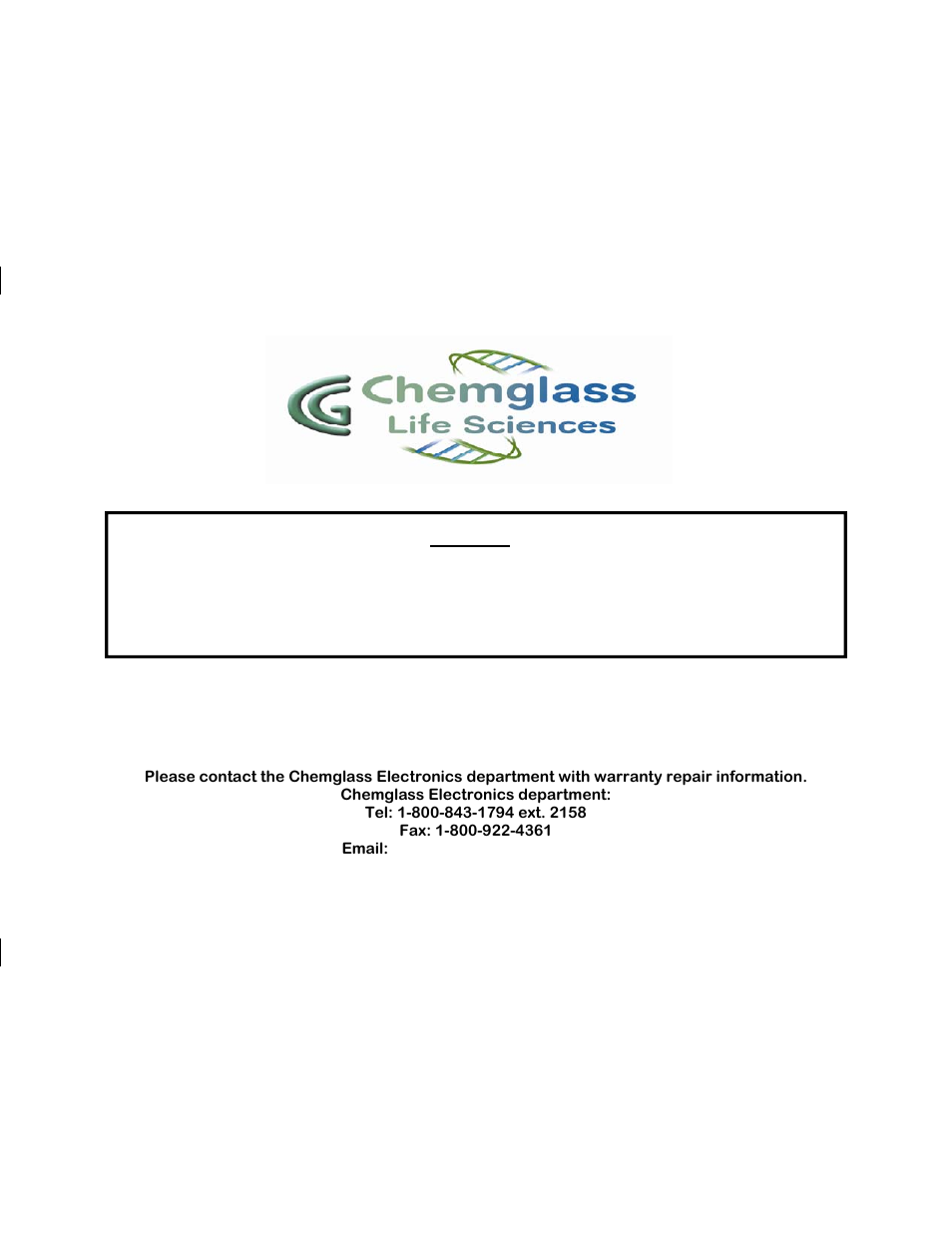 Warranty | Chemglass CLS-3869-100 User Manual | Page 6 / 6