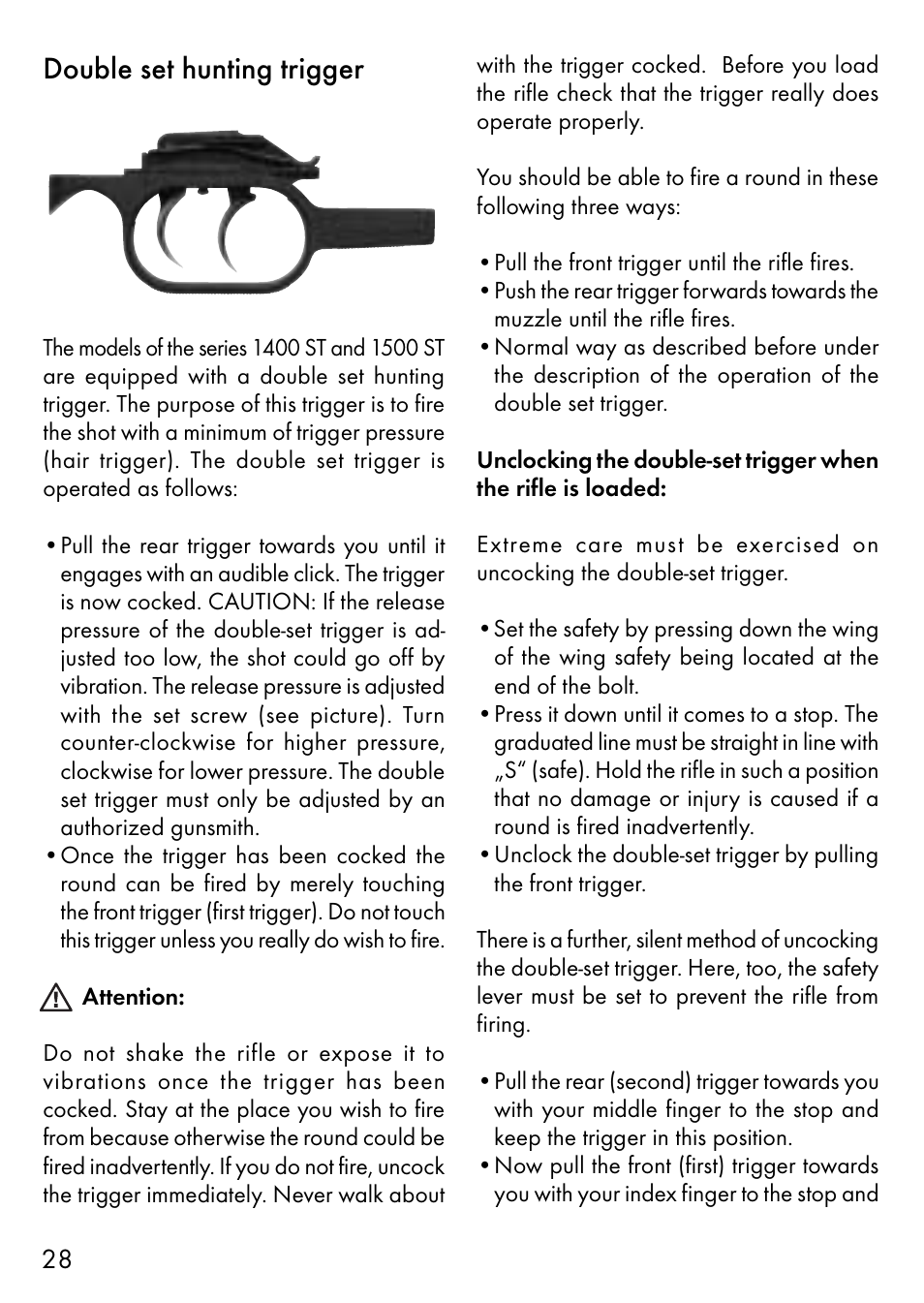 Double set hunting trigger | Anschutz 1400 User Manual | Page 13 / 25