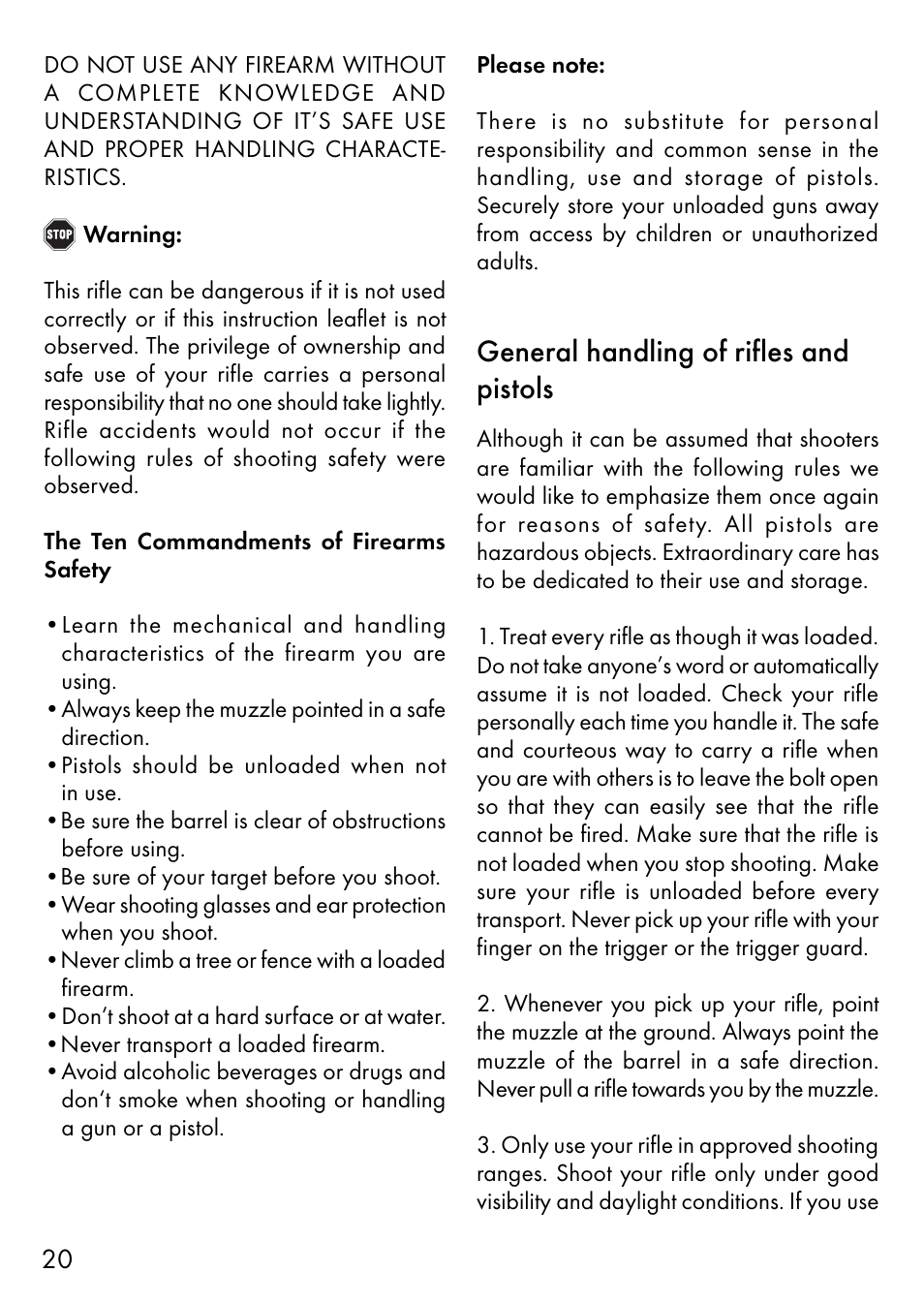 General handling of rifles and pistols | Anschutz 1400 User Manual | Page 5 / 25
