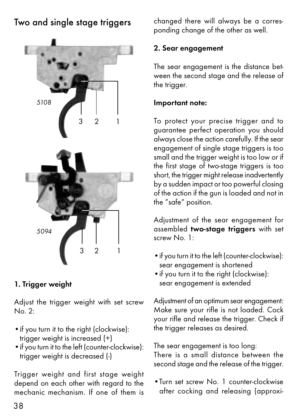 Two and single stage triggers | Anschutz 1700 User Manual | Page 15 / 33