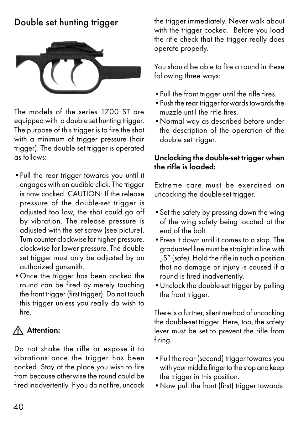 Double set hunting trigger | Anschutz 1700 User Manual | Page 17 / 33