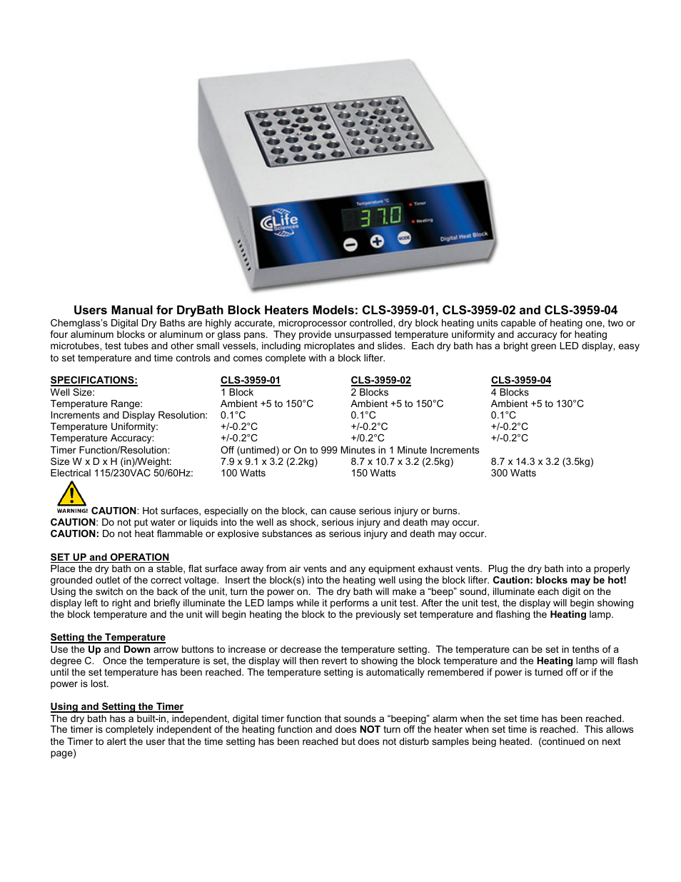 Chemglass CLS-3959 User Manual | 2 pages