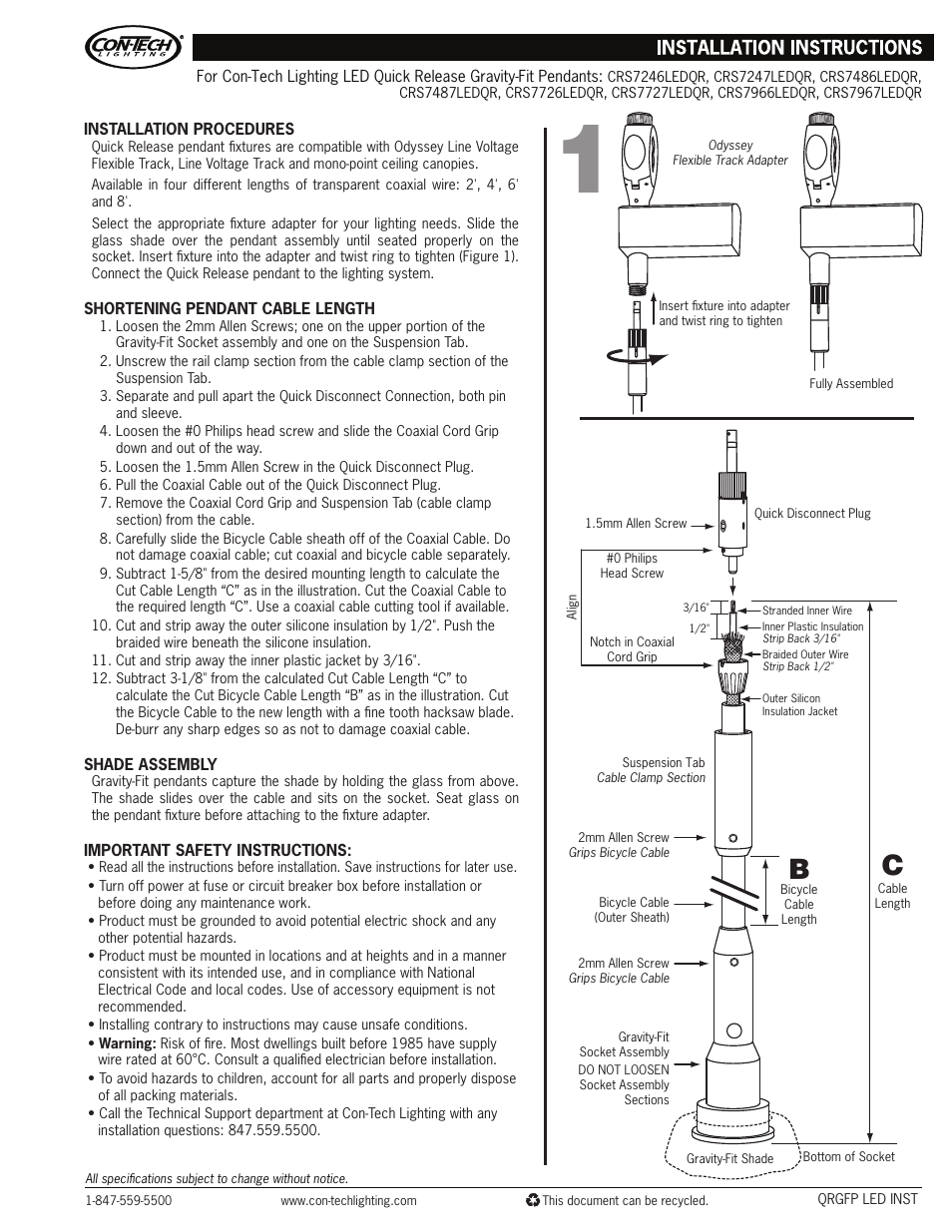 ConTech Lighting CRS8 User Manual | 1 page