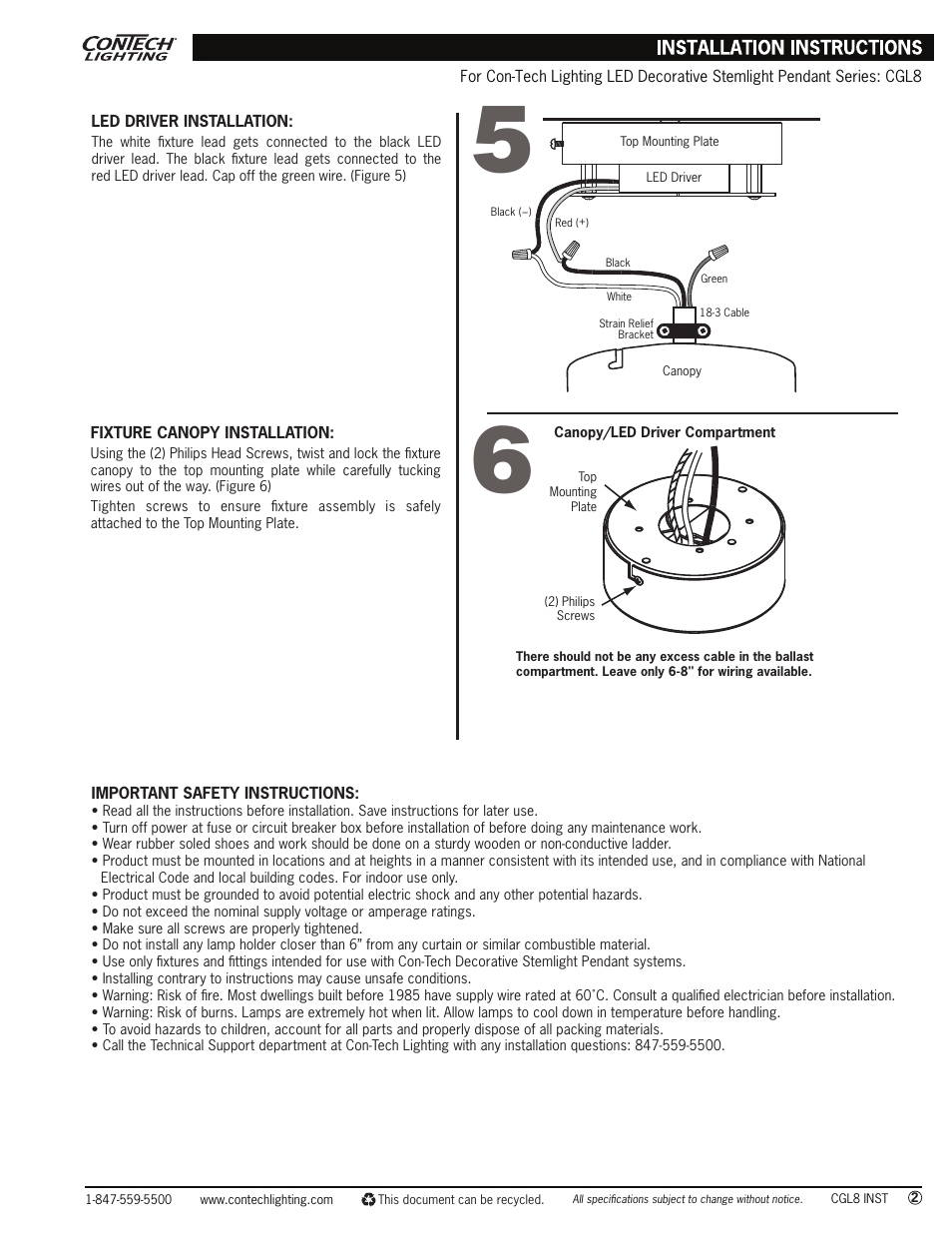 ConTech Lighting CGL8 User Manual | Page 2 / 2