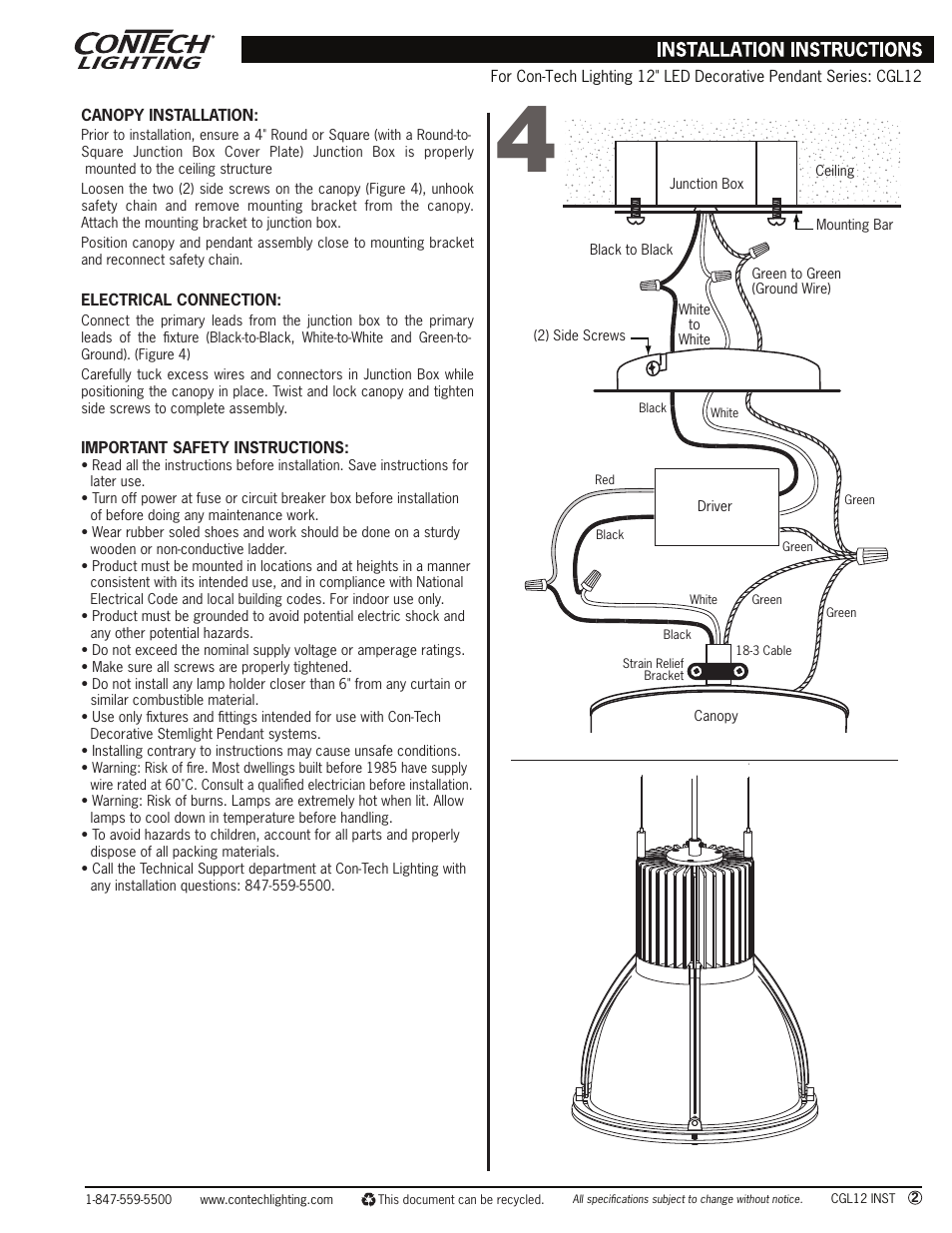 ConTech Lighting CGL12 User Manual | Page 2 / 2