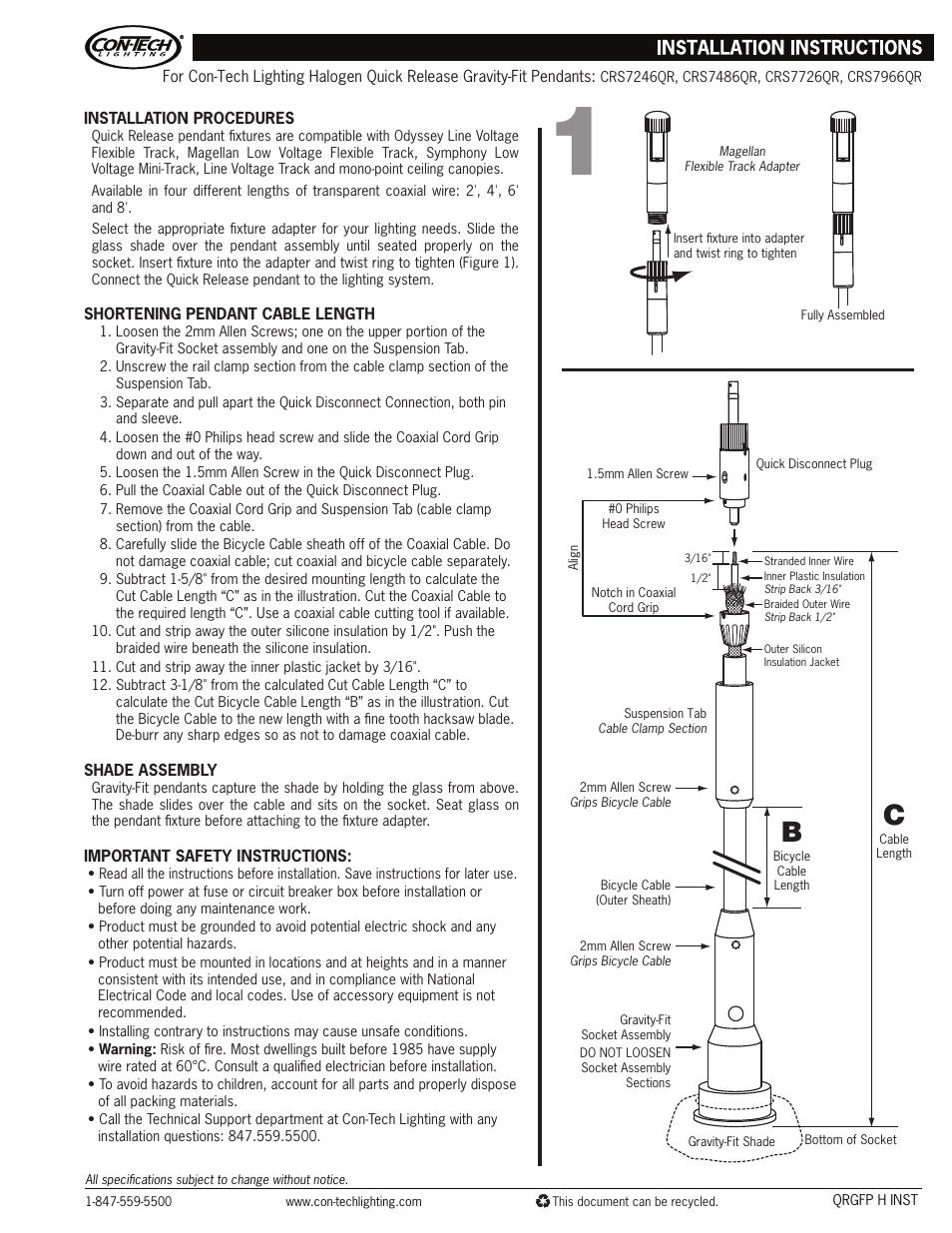 ConTech Lighting CRS7 User Manual | 1 page