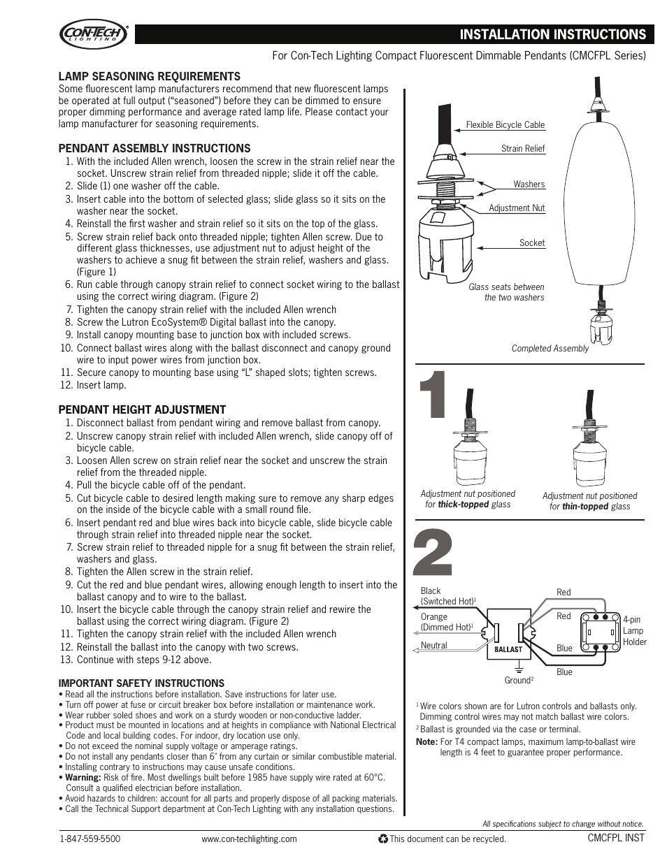 ConTech Lighting CMCFPL User Manual | 1 page