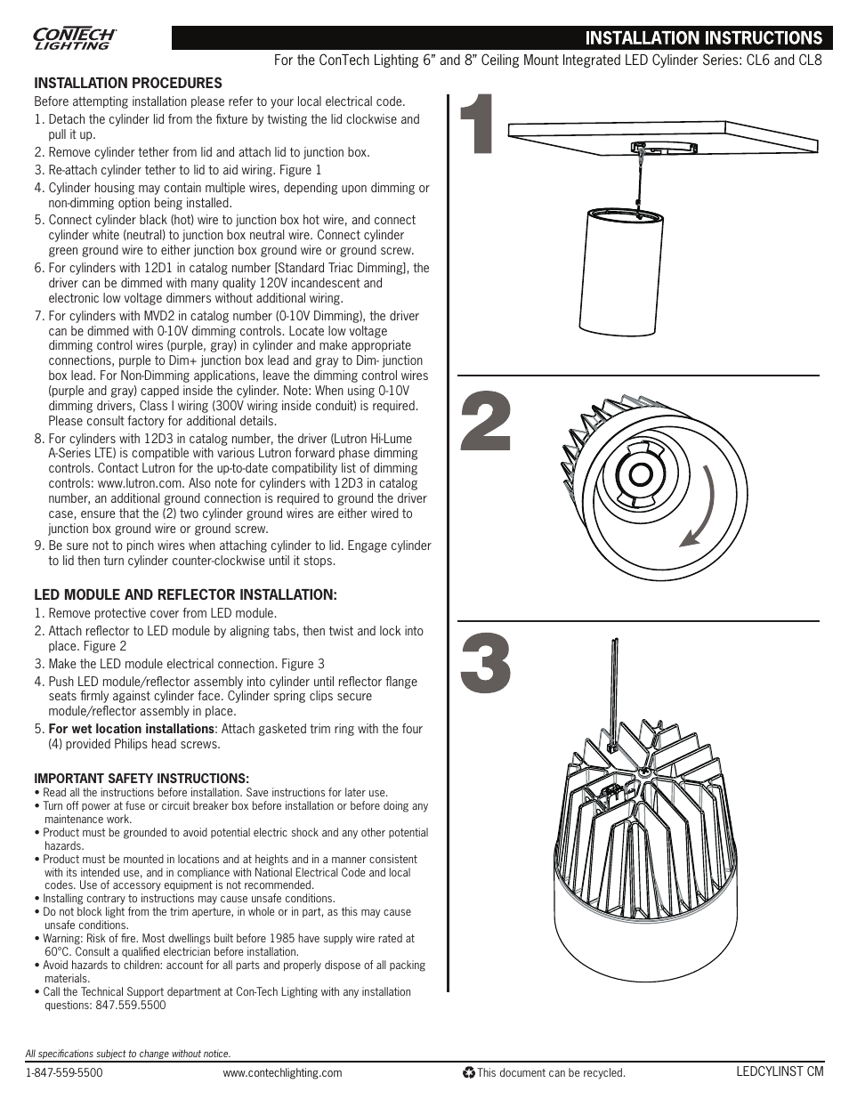 ConTech Lighting CL8 User Manual | 1 page