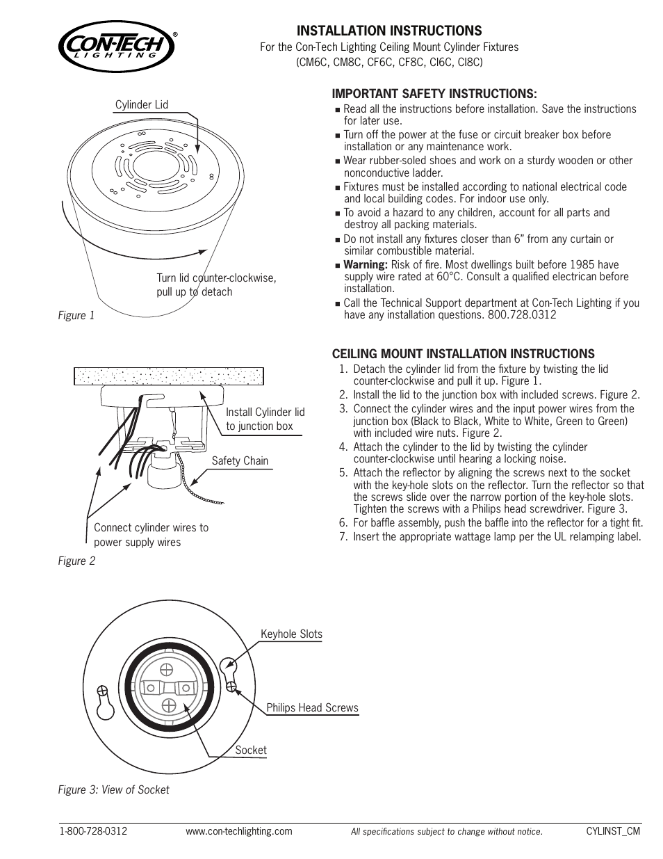 ConTech Lighting CF8 User Manual | 1 page
