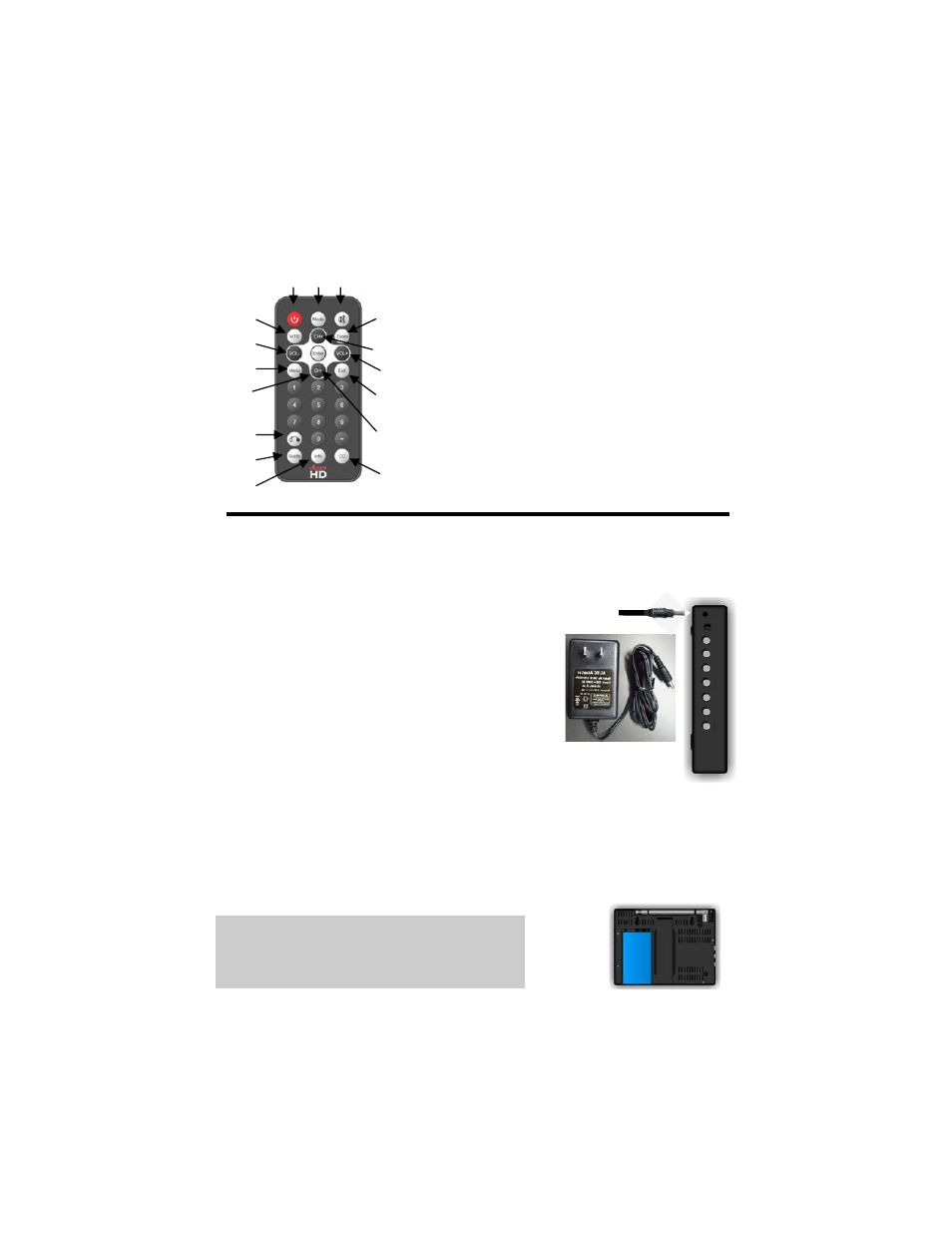 Operating instructions, Remote control buttons, Powering the unit | Access PTV 7000 User Manual | Page 6 / 13
