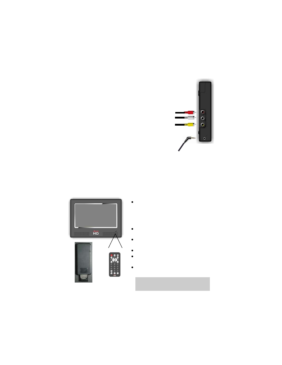 Connecting to external av sources, Connecting headphones, Using remote control | Access PTV 7000 User Manual | Page 7 / 13