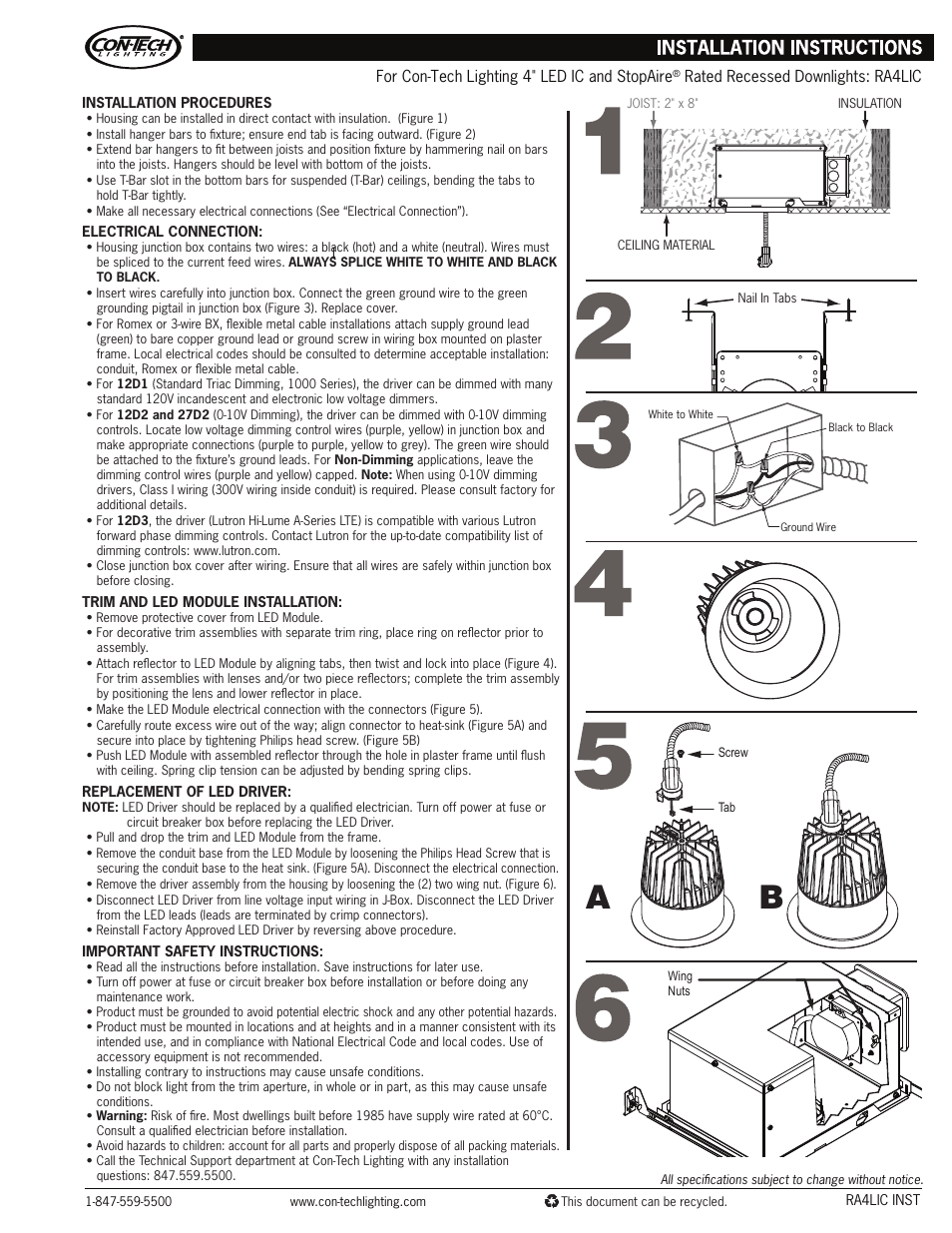 ConTech Lighting RA4LIC User Manual | 1 page