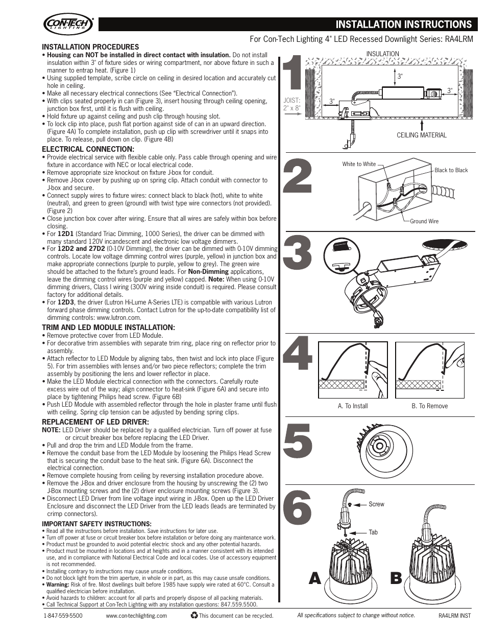 ConTech Lighting RA4LRM User Manual | 1 page