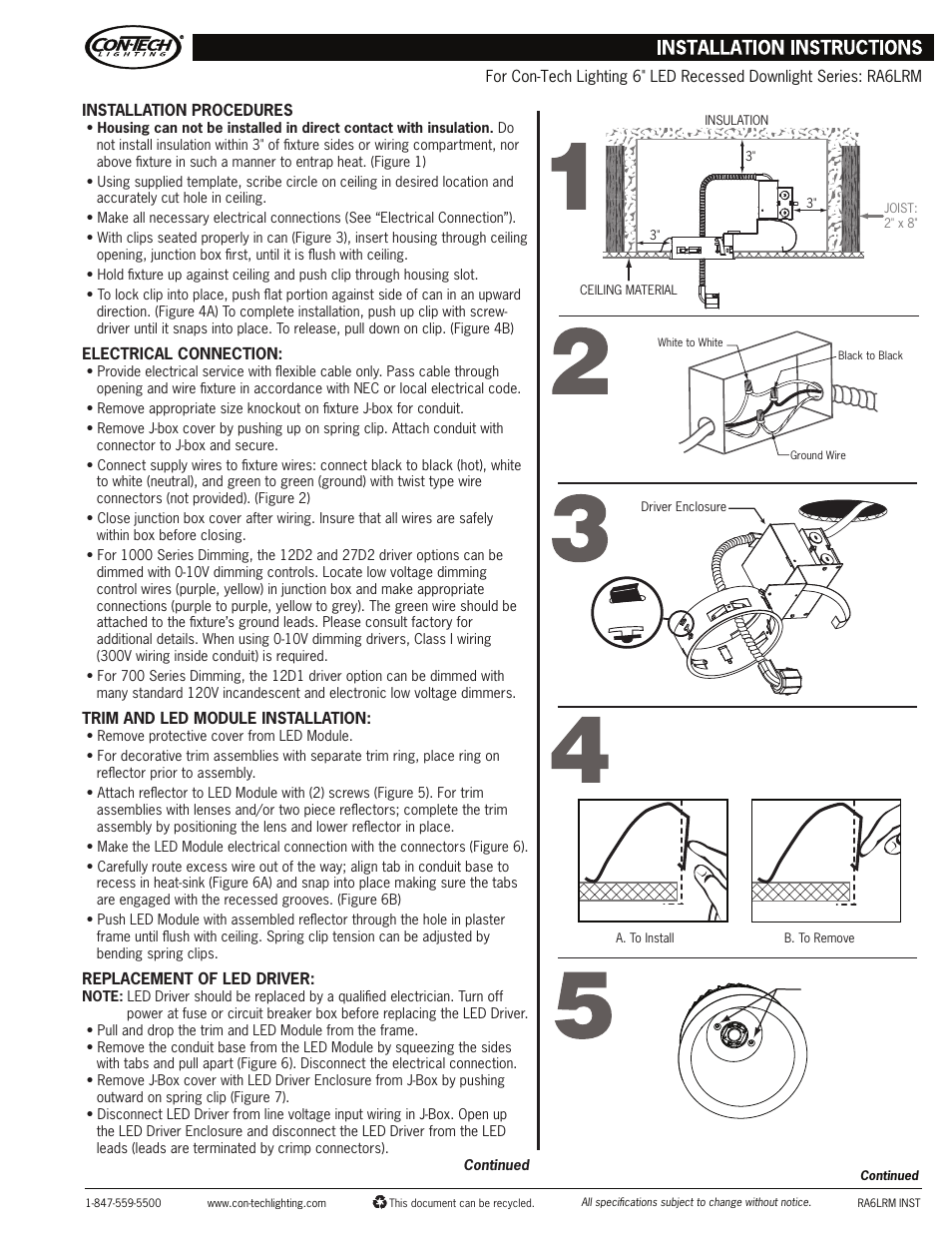 ConTech Lighting RA6LRM User Manual | 2 pages